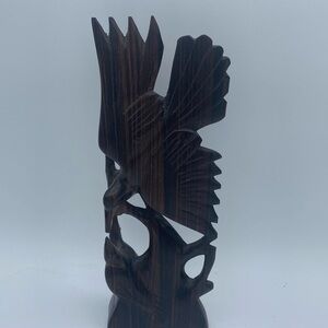 VTG Balinese wood handcarved bird feeding it’s young figure
